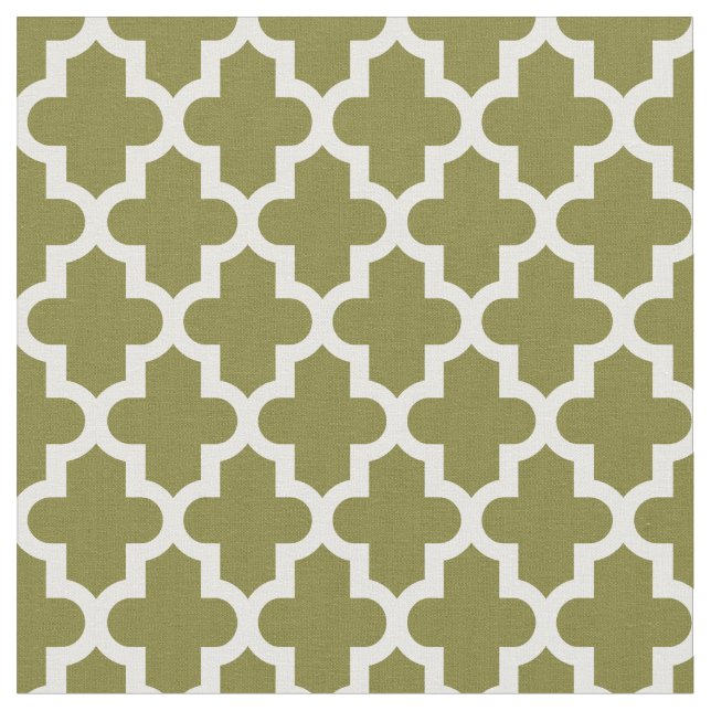 Olive Green Moroccan Print Fabric (Close Up)