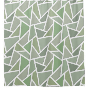 Olive green mosaic pattern shower curtain