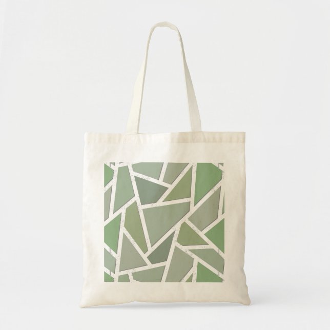 Olive green mosaic pattern tote bag (Front)