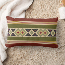 Olive Green Mustard Ochre Yellow Tribal Ikat Art