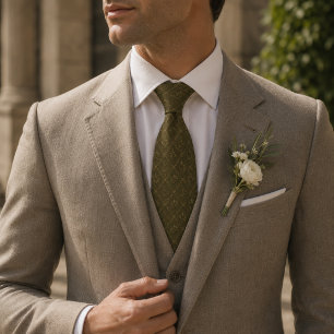 Olive Green Oak Leaf Tie