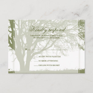 Olive Green Oak Winter Wedding Response Card