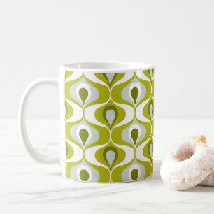 Olive Green Ogee oval Pattern Coffee Mug