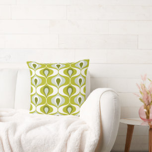 Olive Green Ogee oval Pattern Cushion