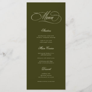 Olive Green Old Money Aesthetic Retro Wedding Menu