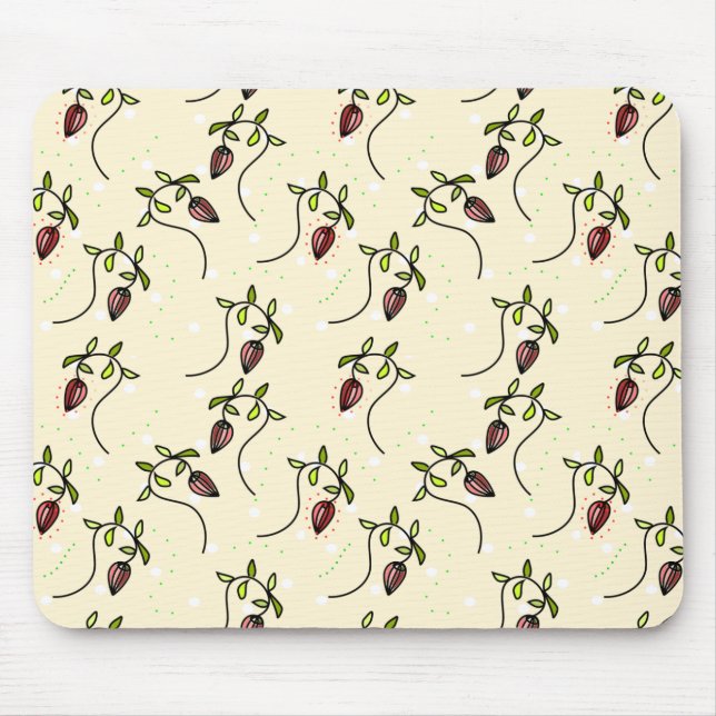 Olive green ornamental pattern mouse pad (Front)