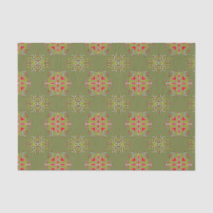 Olive green ornamental pattern tissue paper