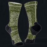 Olive Green Paisley Bandanna Print Socks<br><div class="desc">Olive green paisley print premium quality socks. Visit my shop for the entire bandanna sock design collection.</div>