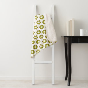 Olive Green Pattern Sherpa Blanket
