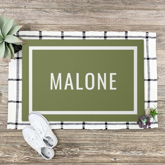 Olive Green Personalised Family Name Doormat (Creator Uploaded)