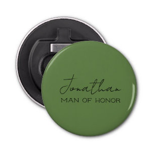 Olive Green Personalised Man of Honour Bottle Opener
