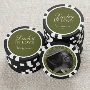 Olive Green Personalised Wedding Guest Book Poker Chips
