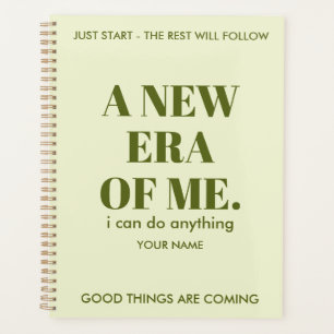 OLIVE GREEN PERSONALIZED NAME & TEXT STYLISH DAILY PLANNER