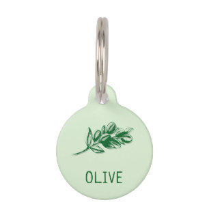 Olive Green Pet Cat Dog Names Tag