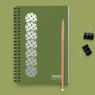 Olive Green Pickleball Gradient Personal Notebook