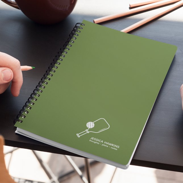 Olive Green Pickleball Paddle & Ball Personal Notebook (Creator Uploaded)