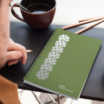 Olive Green Pickleball Personal Weekly Planner<br><div class="desc">Clean,  simple personal pickleball stationery annual planner featuring a large vertical gradient pickleball ball graphic and minimalist typography text areas with personalizable year and name. Annual planner (12 months) with open monthly overviews and weekly planning sheets. Contact for assistance in personalising.</div>