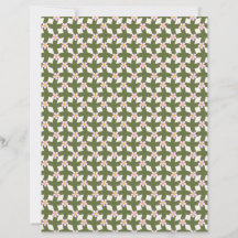 Olive Green & Pink Ditsy Floral Scrapbook Paper