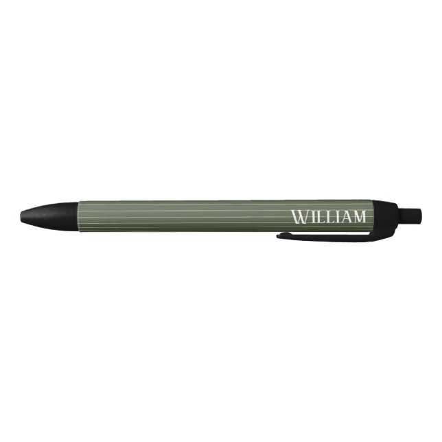 Olive green pinstripes black ink pen (Bottom)
