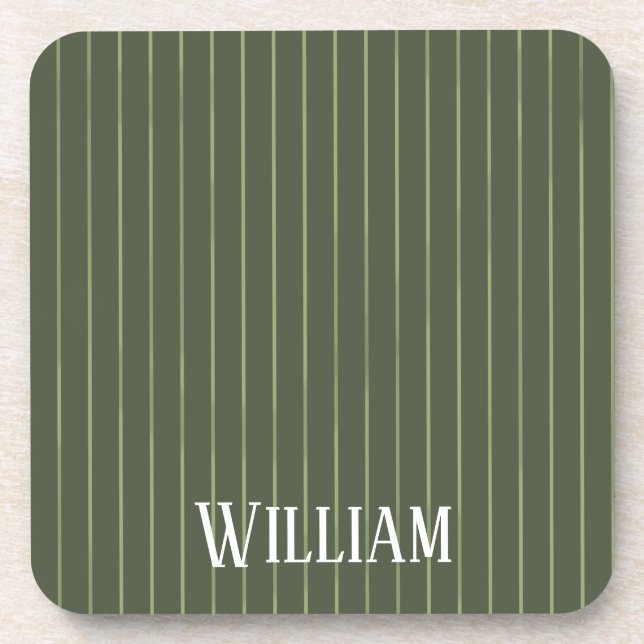 Olive green pinstripes coaster (Front)