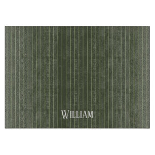 Olive green pinstripes cutting board