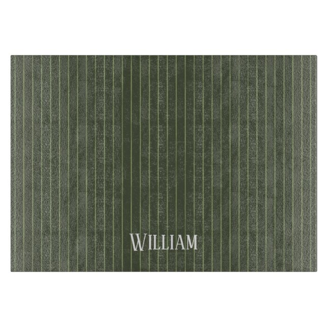 Olive green pinstripes cutting board (Front)