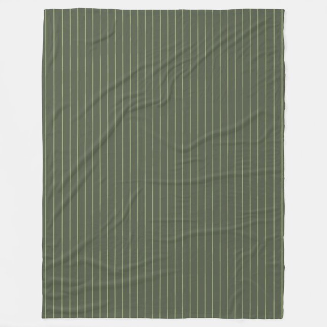 Olive green pinstripes fleece blanket (Front)