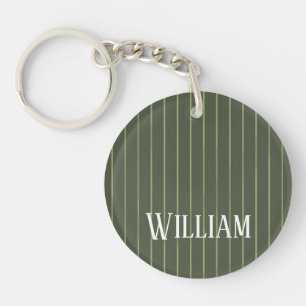 Olive green pinstripes key ring