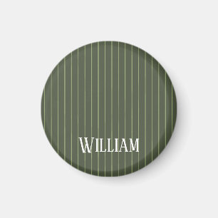 Olive green pinstripes magnet