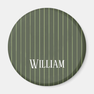 Olive green pinstripes magnet