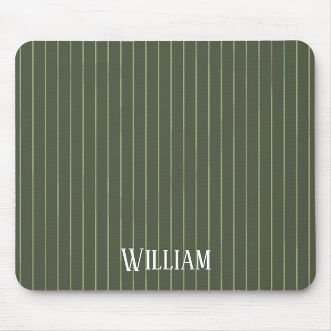 Olive green pinstripes mouse pad (Front)