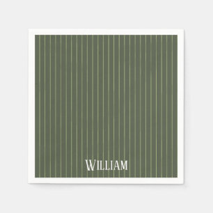 Olive green pinstripes napkin
