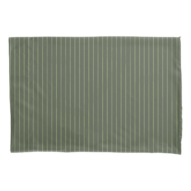 Olive green pinstripes pillowcase (Front)