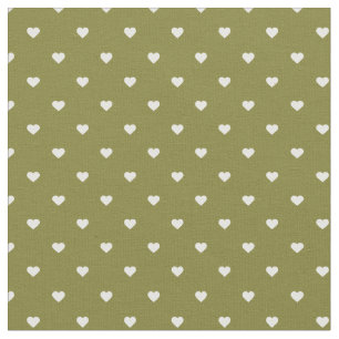 Olive Green Polka Dot Hearts Fabric