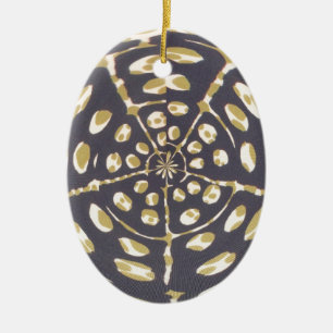 Olive Green Polka Dot Radial Pattern Art Print Cer Ceramic Tree Decoration
