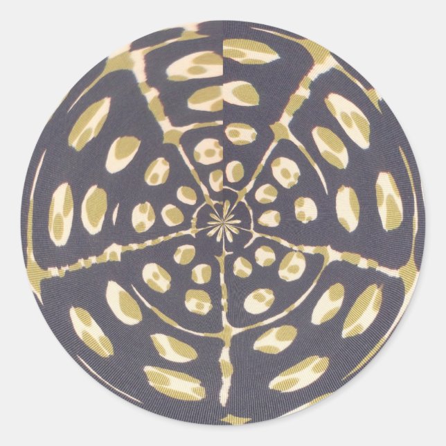 Olive Green Polka Dot Radial Pattern Art Print Classic Round Sticker (Front)