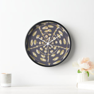 Olive Green Polka Dot Radial Pattern Art Print Clock