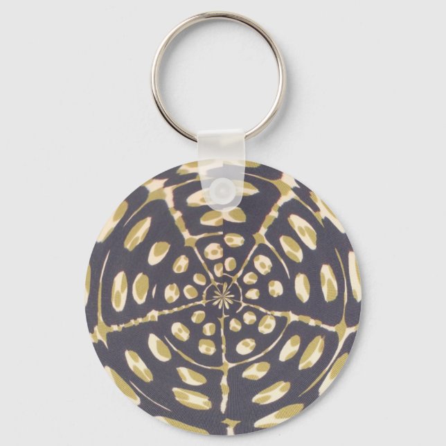 Olive Green Polka Dot Radial Pattern Art Print Key Ring (Front)