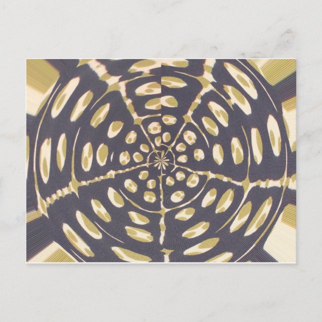 Olive Green Polka Dot Radial Pattern Art Print Postcard (Front)