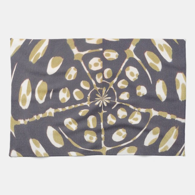 Olive Green Polka Dot Radial Pattern Art Print Tea Towel (Horizontal)