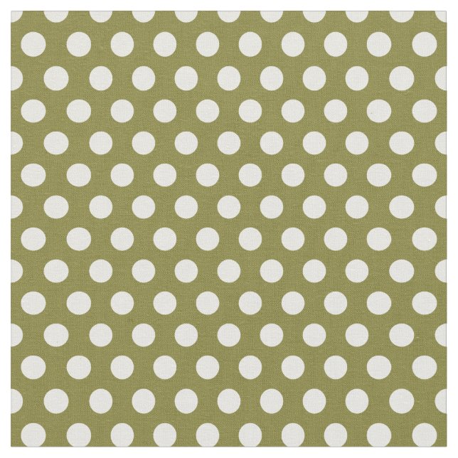 Olive Green Polka Dots Fabric (Close Up)
