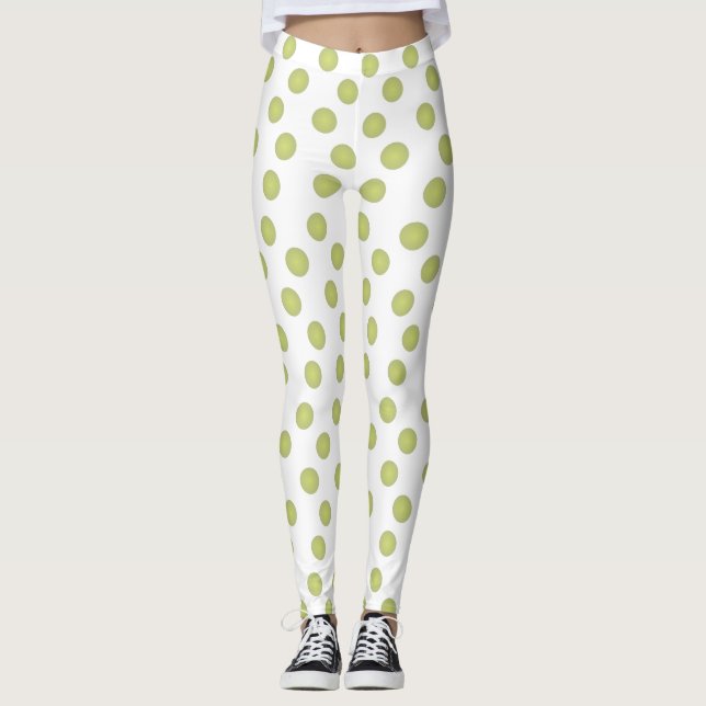 Olive Green Polka-dots Leggings (Front)