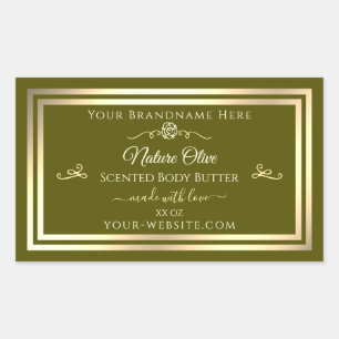 Olive Green Product Label Gold Frame Vintage Rose