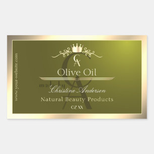 Olive Green Product Label with Gold Frame Monogram