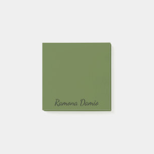 Olive Green Professional Minimalist Black Script Post-it Notes
