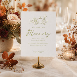 Olive Green Pumpkin Fall Wedding Memorial Sign