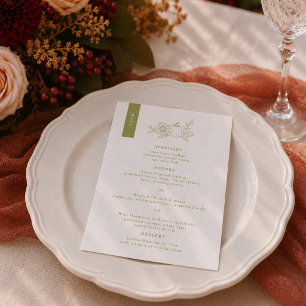 Olive Green Pumpkin Fall Wedding Menu Card