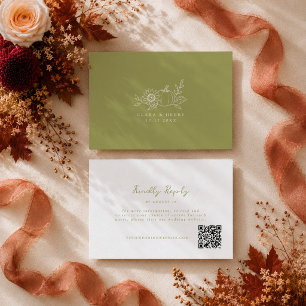 Olive Green Pumpkin Sunflower Fall Online RSVP Enclosure Card
