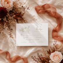 Olive Green Pumpkin Sunflower Fall Wedding RSVP