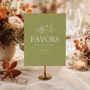 Olive Green Pumpkin Sunflower Favours Sign